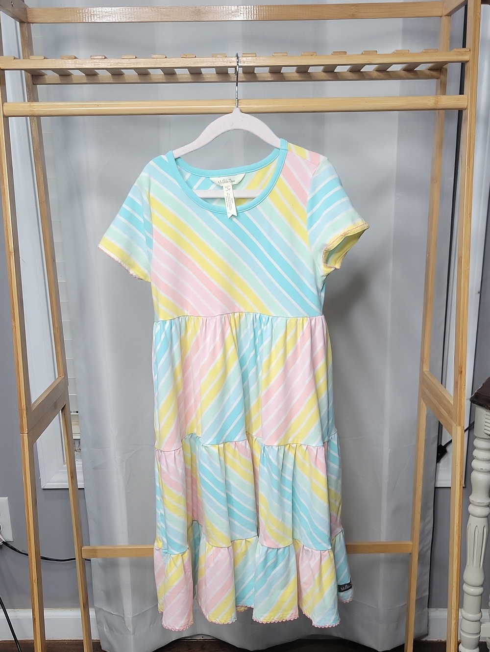Matilda Jane Pastel Stripe Tiered Dress in Blue, Pink, Yellow